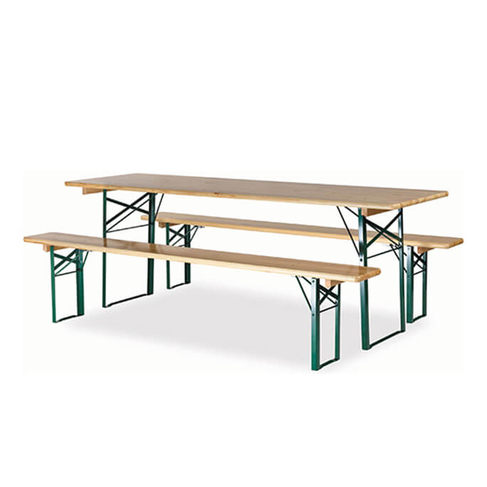 Ensemble table et bancs de brasserie en pin massif Ottoman